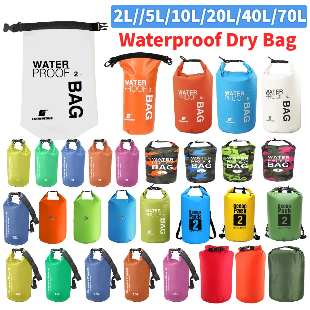 Dry Bag Roll Top - Sac sec étanche en PVC 2L/5L/10L/20L/40L,